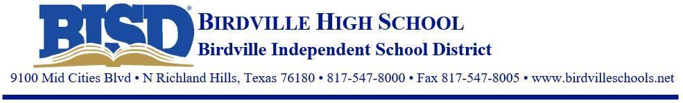 Birdville HS letterhead
